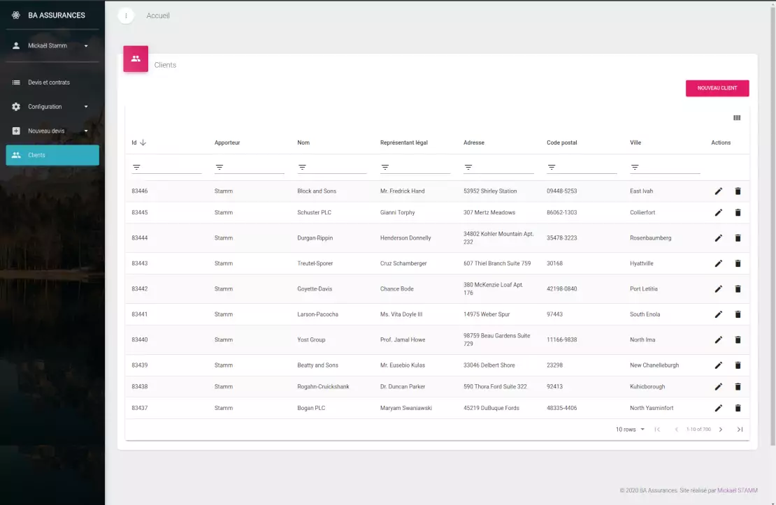 BA Assurances — Liste des clients