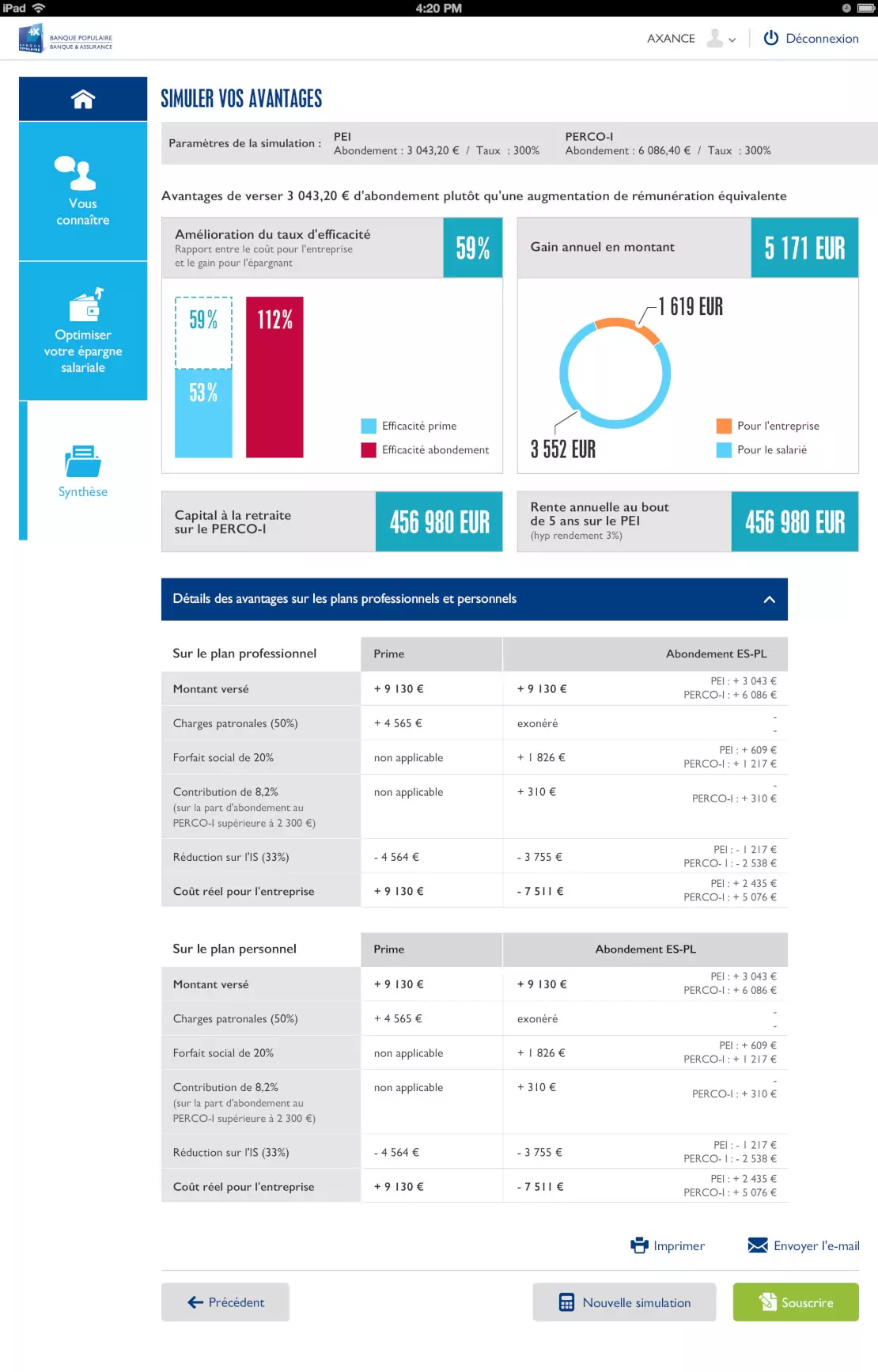 Natixis — Simulation bancaire